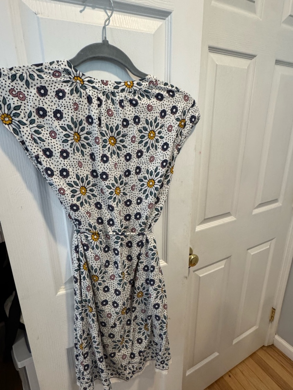 LOFT White Floral Shirt Dress with Yellow and Teal Motifs XSP